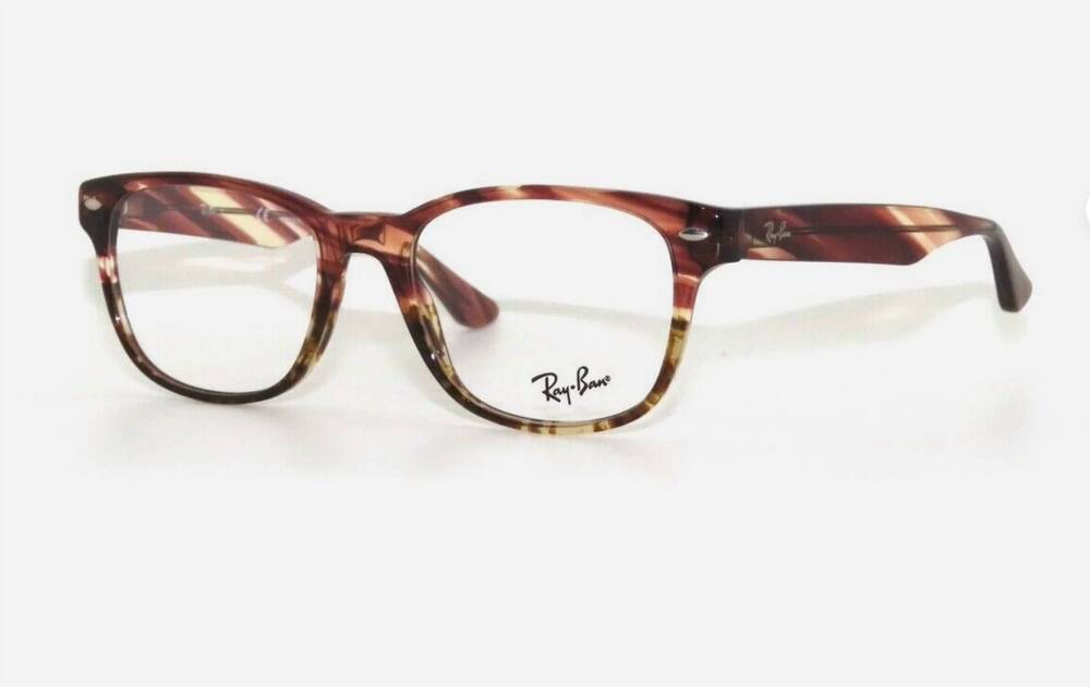 NEW RAY BAN unisex square eyeglasses in striped beige / pink gradient / brown ho